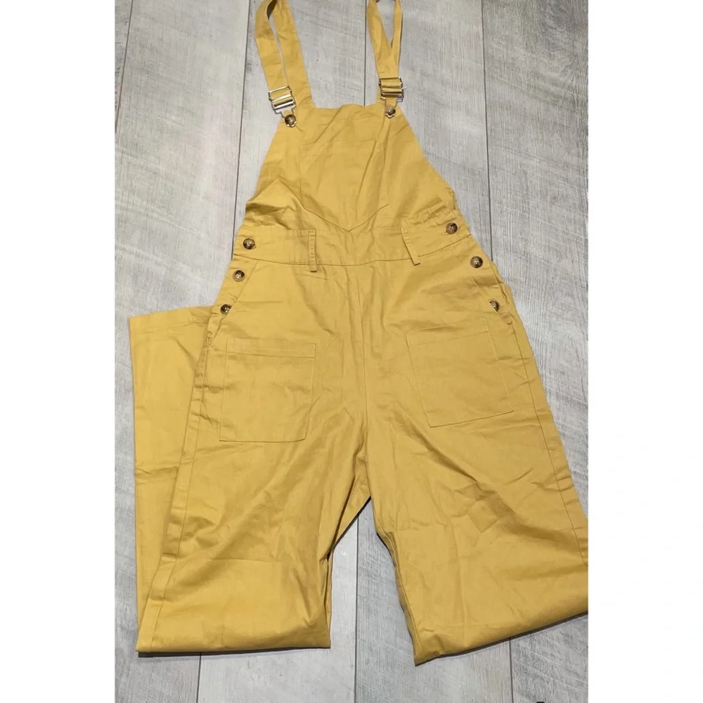 Nasty Gal Mustard Yellow Wide-Leg Overalls - Picture 3 of 11